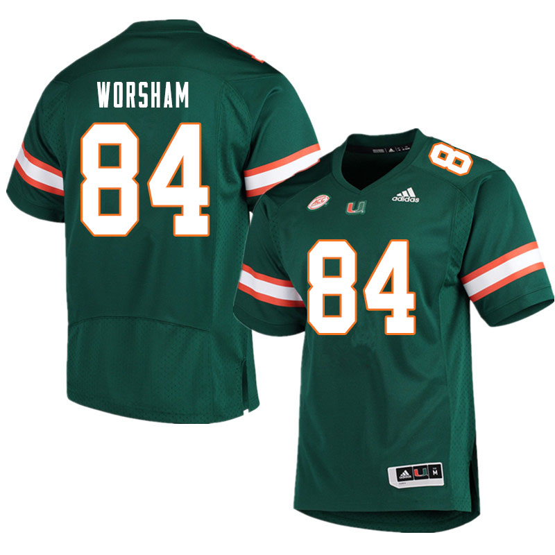 Men #84 Dazalin Worsham Miami Hurricanes College Football Jerseys Sale-Green